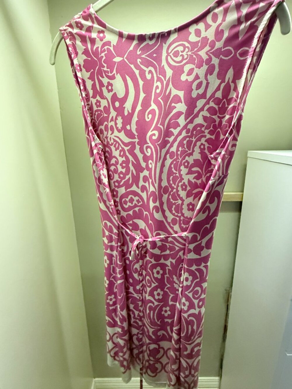 INC International Concepts Womens Medium Dress Pink Tan Tulip Paisley Summer